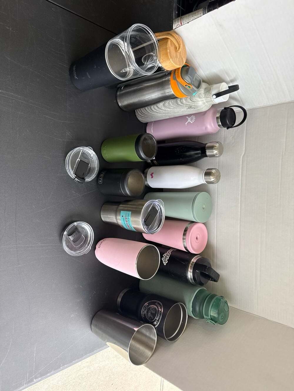 Lot of 14 Insulated Drinkware Including YETI, Hydro Flask, S'well, and Simple Mo